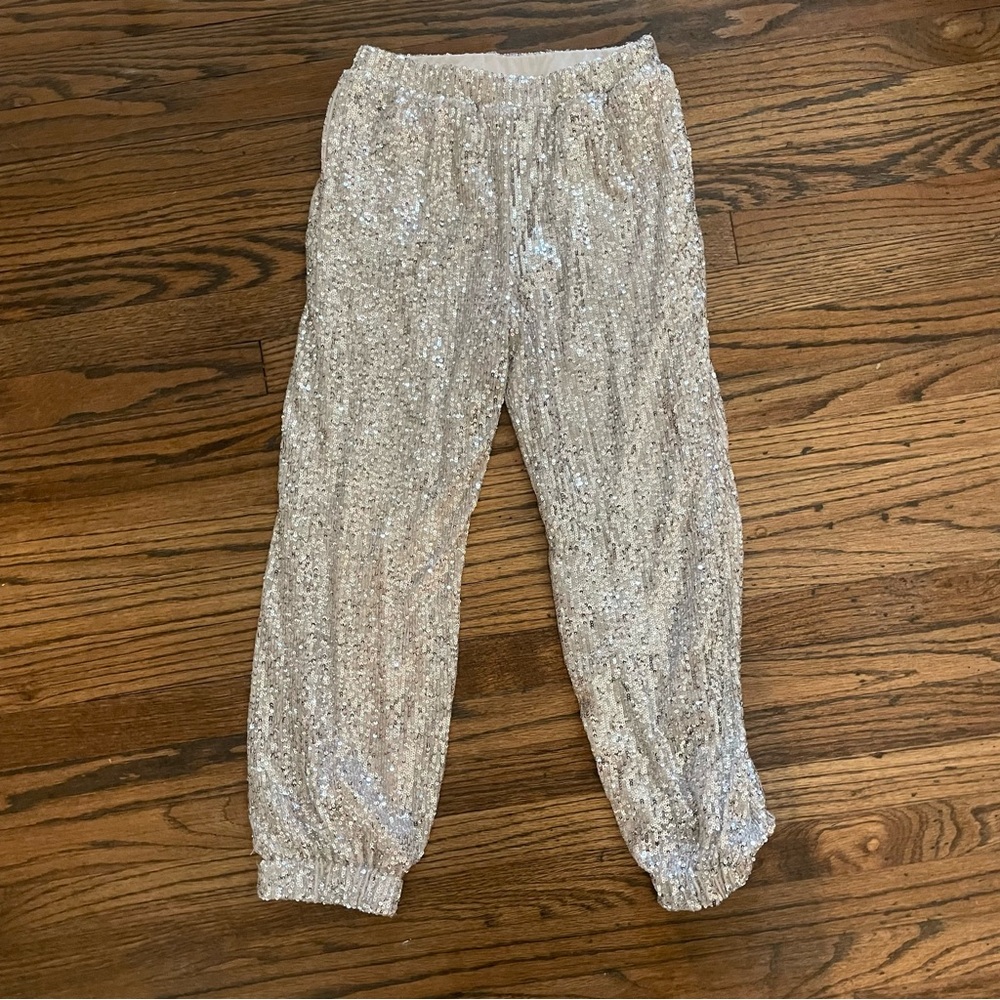 Art Class Silver Full Sequin Elastic Waist Ankle Jogger Pants Girls Size S/6
